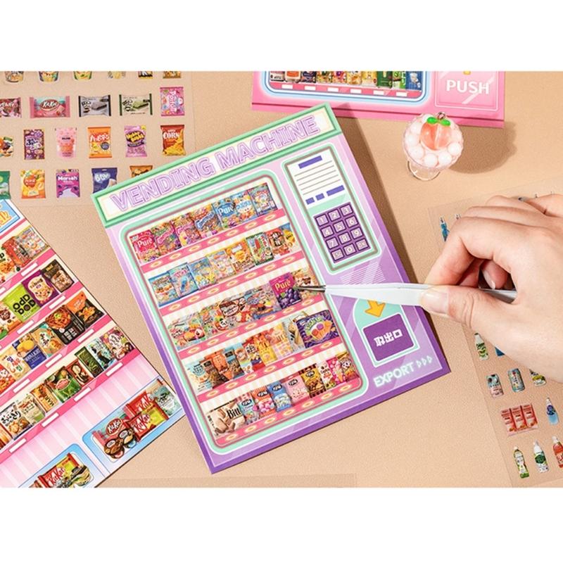 Cartoon 3D House Scene Sticker Miniature Simulated Store Scene Sticker for Scrapbooking Journal Notebook Photo Album