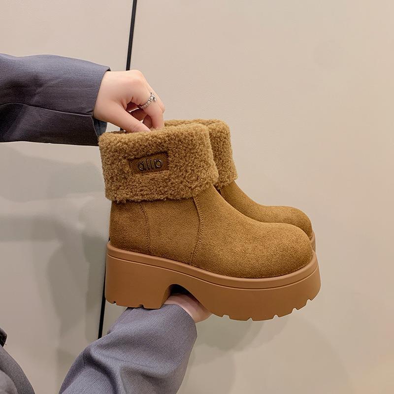 Bottes Martin épaisses à semelles épaisses, bottines courtes montantes d'hiver pour femmes, bottes en coton chaud