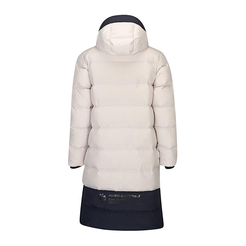 Li-Ning Solid Color Long Hooded Down Jacket Men Outerwear Gray AYMS209-1