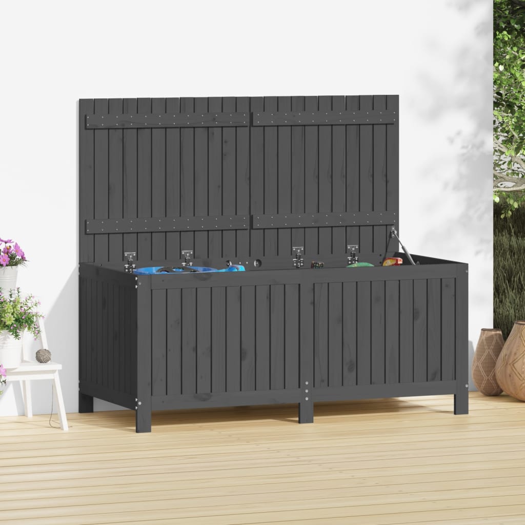 Garden Chest Gray 147 x 68 x 64 cm Solid Pine Wood