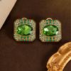 Vintage Emerald Studded Square Earrings With Royal Style Personality