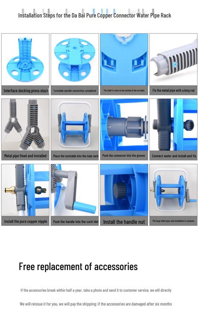 30m Water Hose Reel Cart & Garden Water Gun with 4-Point Storage Rack