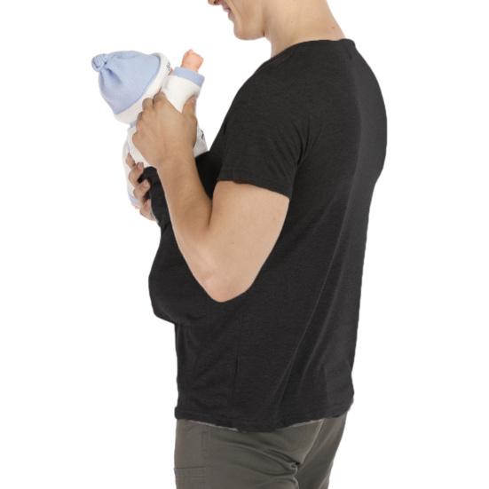 Maglietta Portabebè da Uomo Misto Cotone Scollo a V Manica Corta Maglietta da Papà per Portare il Bambino T-shirt per un Genitorialità Confortevole Cura del Bambino