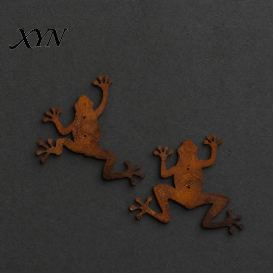 Wooden Door Iron Decor 2Pcs Metal Gecko Frog Wall Art, Rustic Lizard for Outdoor Garden, Anti-rust Patio & Yard, Distressed Finish Animal Hanging
