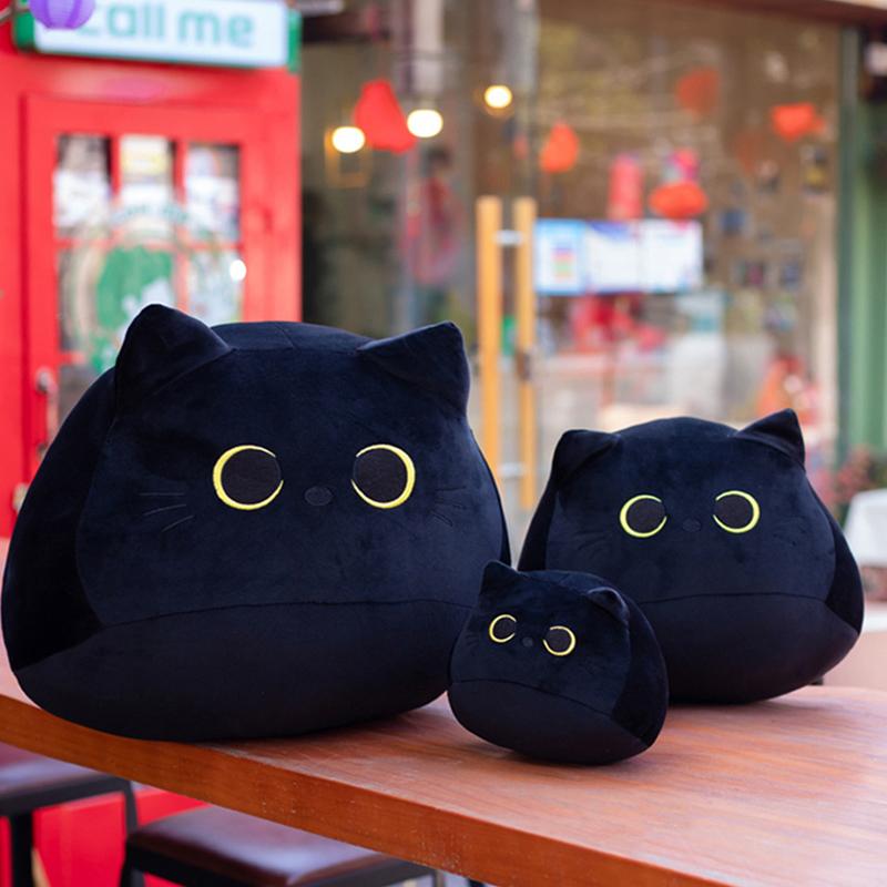 25Cm Cute Black Cat Plush Toys Soft Skin-Friendly Adorable Throw Pillows Fluffy Exquisite Household Ornaments Gifts For Friends