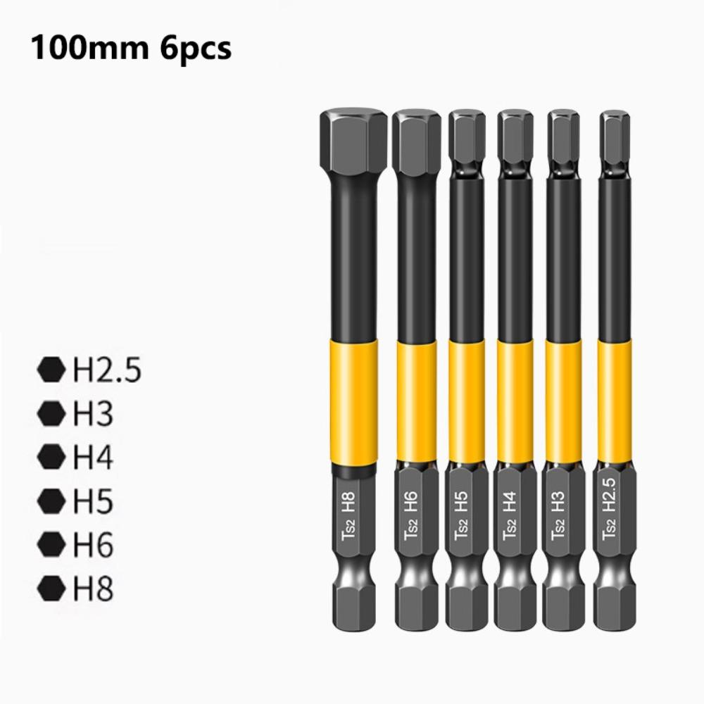 S2 Steel Internal Hex Bit High Hardness Magnetic Screwdriver Bit for Pneumatic Screwdriver
