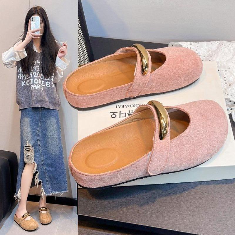 Slippers women wear new soft-soled bag head half slippers with skirt and lazy slippers
