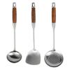New Chinese Style Stainless Steel Kitchenware Set: Wooden Handle Spatula, Ladle, Colander, Spoon, and Pot Spoon - Anti-Scald Design