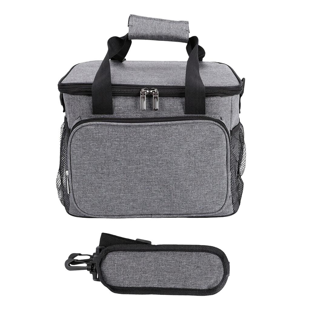 Insulated Lunch Bag Oxford Cloth Large Capacity Portable Cooler Bag with Detachable Shoulder Strap for Outdoor Camping