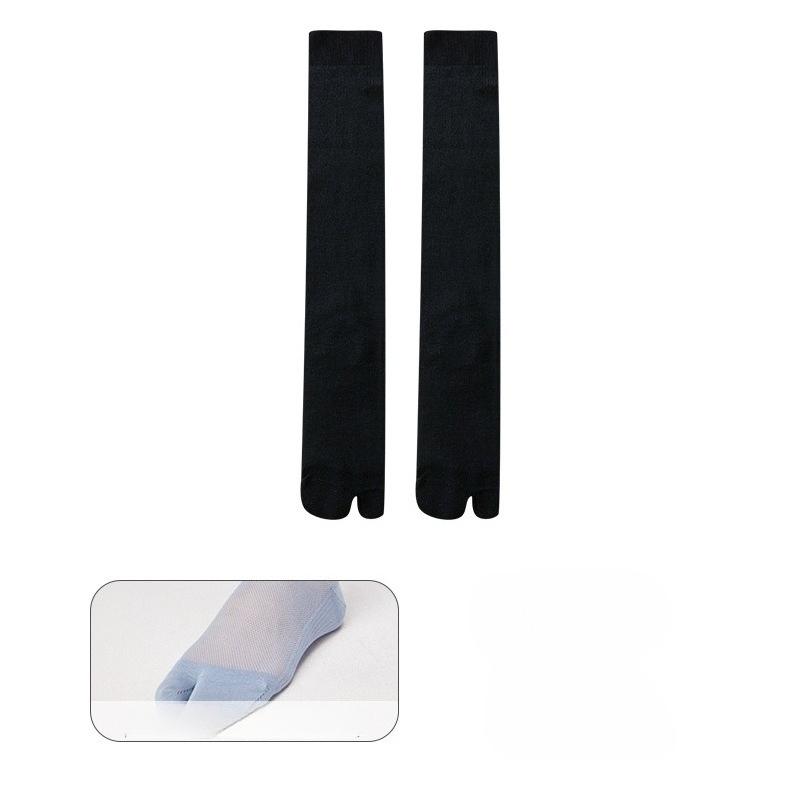 Women's Solid Color Knee-to-Knee Socks Ultra-Thin Transparent Two-Tipped Mesh Lace Socks Slim Long Socks for Summer