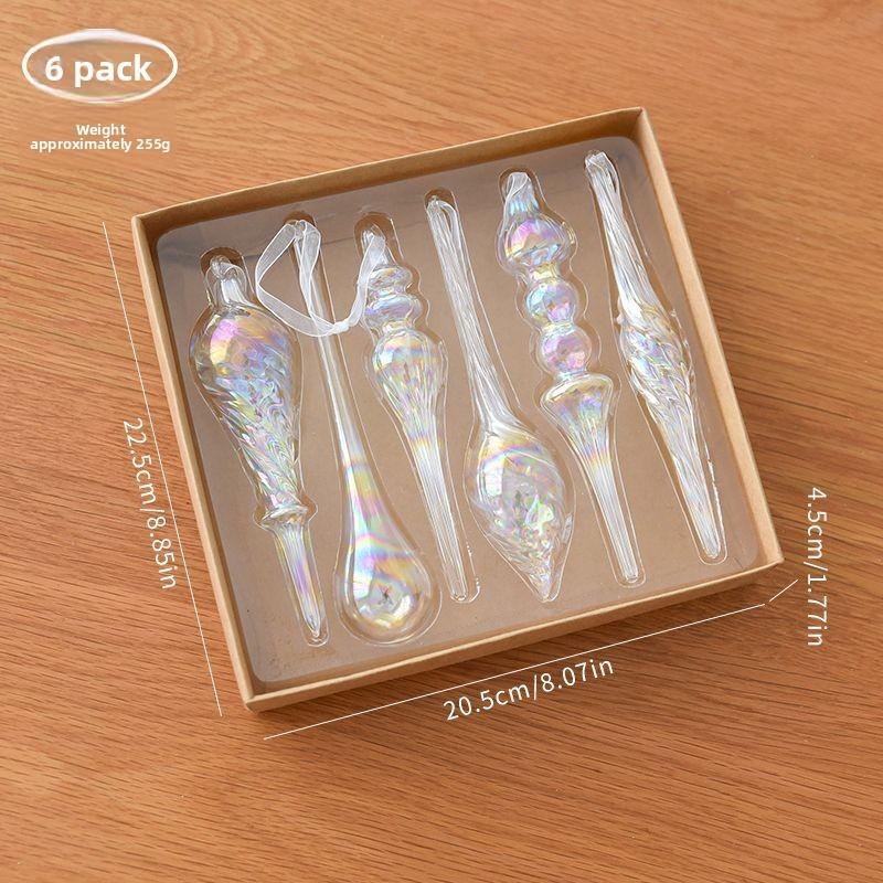 Joymerry Christmas Glass Tree Ornaments Gift Box Set With Lighttransmitting Design For Holiday Decor