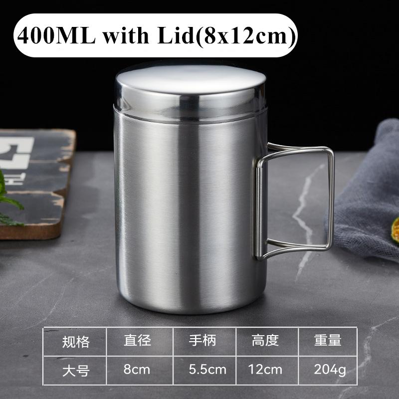 Kubek do kawy 200/300/400ml Stal nierdzewna Naczynia do napojów Podwójna ścianka Izolowany kubek Kubek podróżny Kubki do kawy do domu i biura z uchwytem