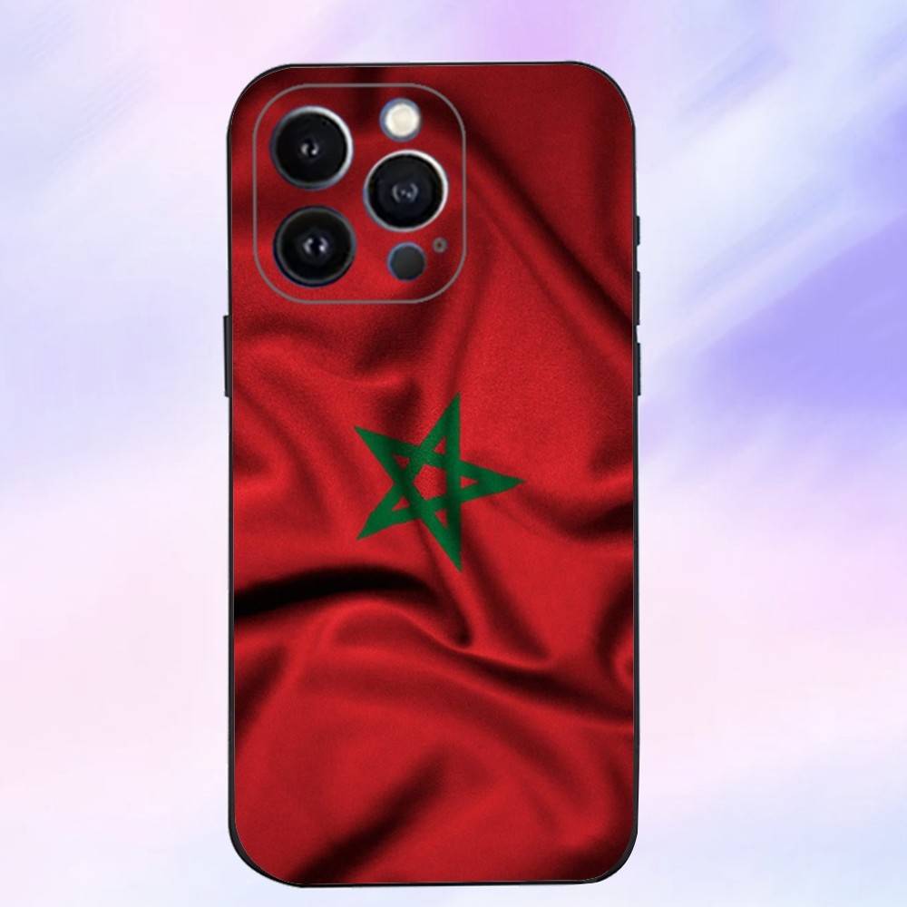 M-Morocco Flag Phone Case For iPhone 16,15,14,13,12,11 Plus,Pro Max,XS,X,XR,SE,Mini,8,7,Soft Silicone Black Cover