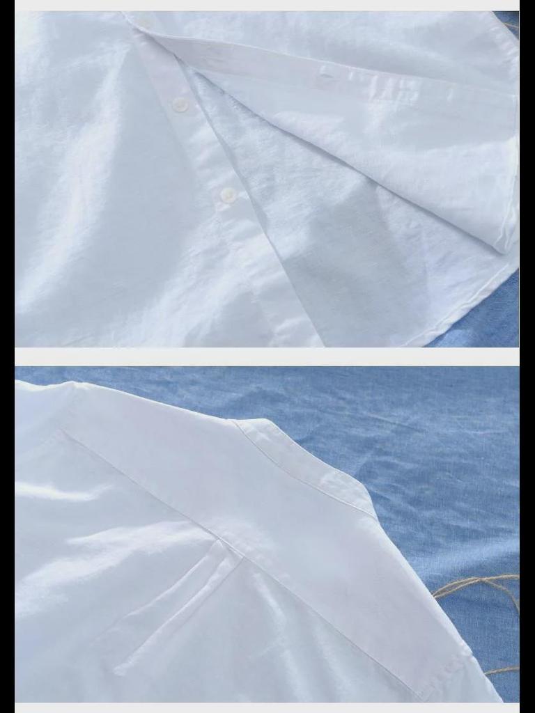 Men's Short-Sleeve Linen Shirt, Chinese Stand Collar, Casual Loose-Fit, Summer Trend