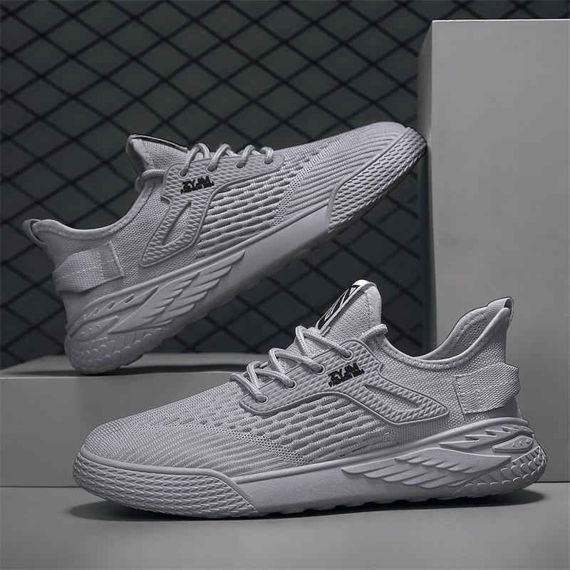 

2025 Designer Men Casual Sneakers Sports Shoes Fashion Brand Lace Up Loafers Knitted Mesh Breathable Shoes for Men Mesh Rubber 39 серый