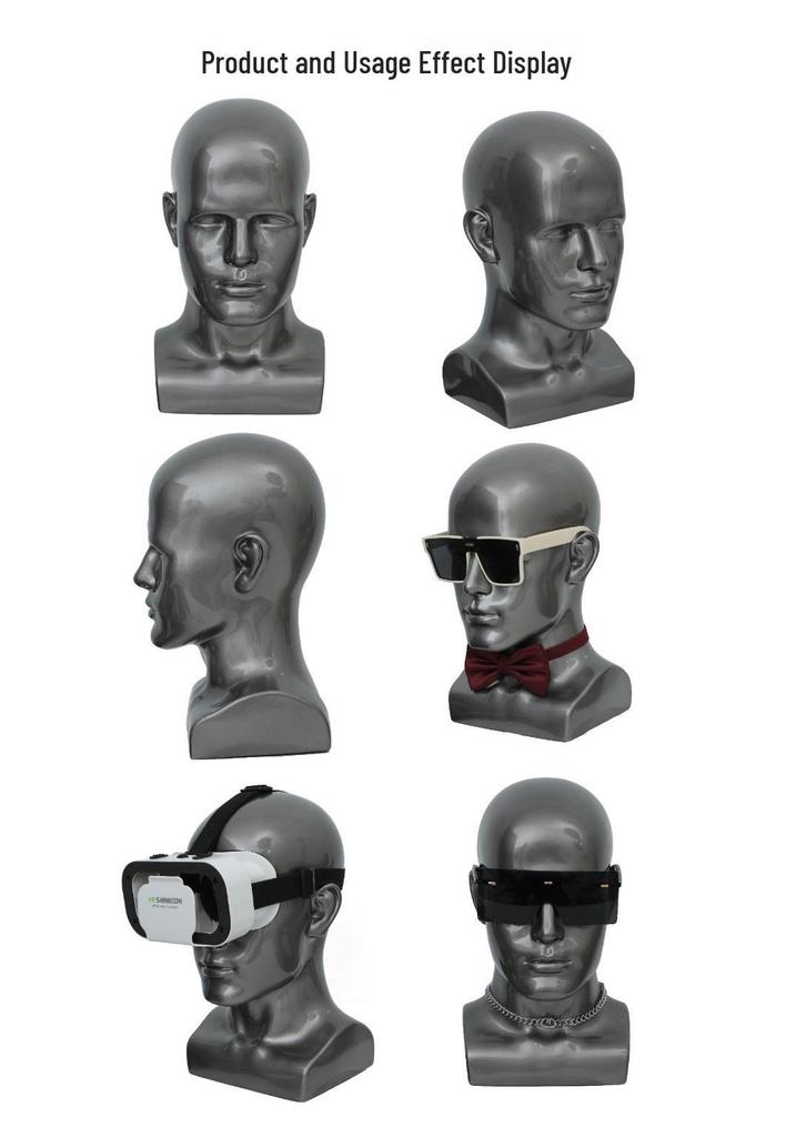 Men's Mannequin Head with Shoulder for Displaying Hats, Masks, and Glasses