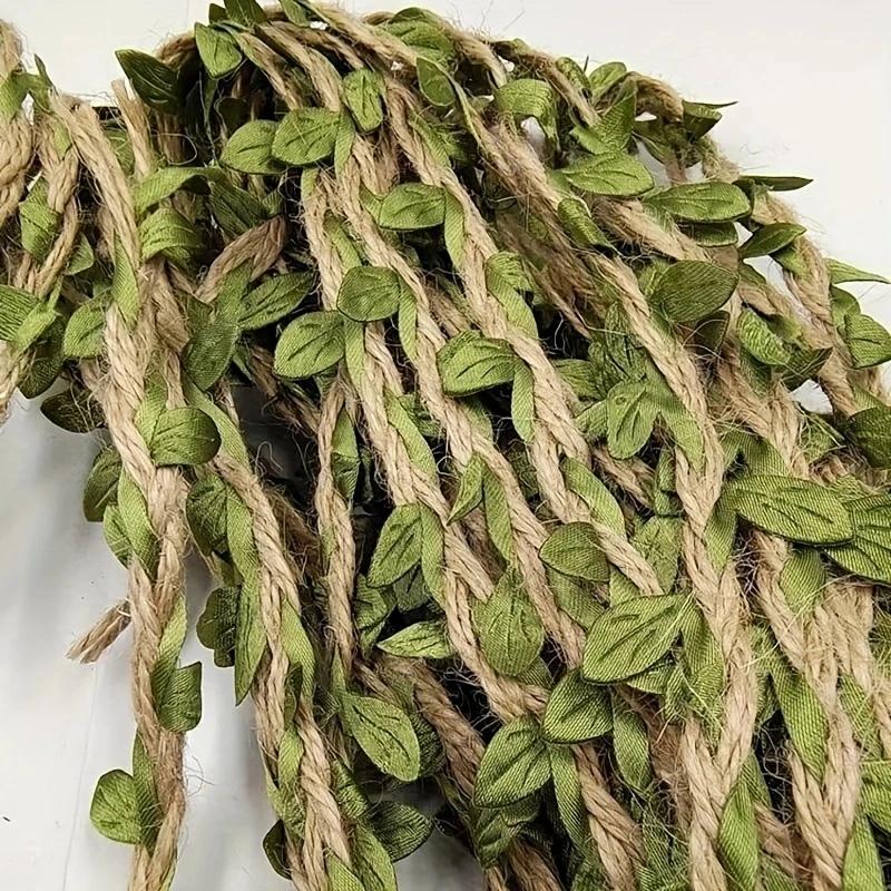 Simulated Green Leaf Hemp Rope for Home Decoration Pastoral Forest Hemp Rope Packaging Rope DIY Simulation Decoration Rattan
