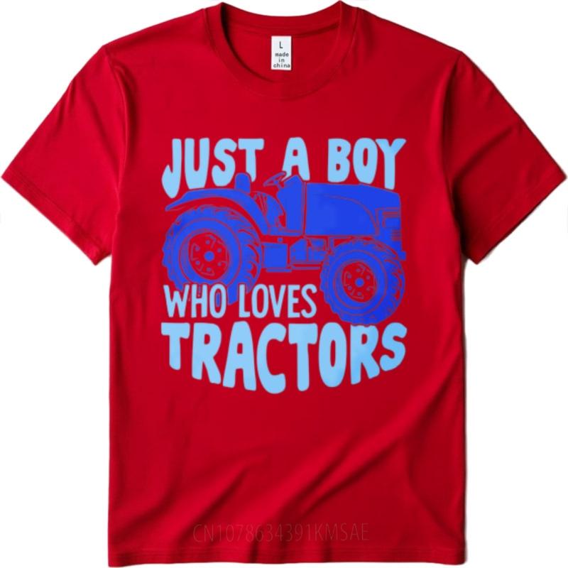 Short Sleeve Shirt Soft Boys Crew Neck Tshirt Unisex Just A Boy Who Loves Tractors Hiphop For Him Tees Soft Cotton Tee