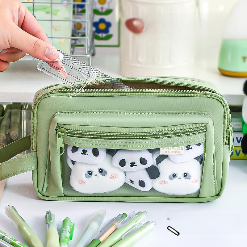 2024 Large Capacity Transparent Pencil Case for Girls: Perfect for Elementary and Junior High Students