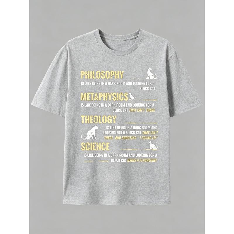 Unisexs Casual Summer Tshirt with Fun Printed Patterns of Philosophy Metaphysics Theology and Scientific Analogies