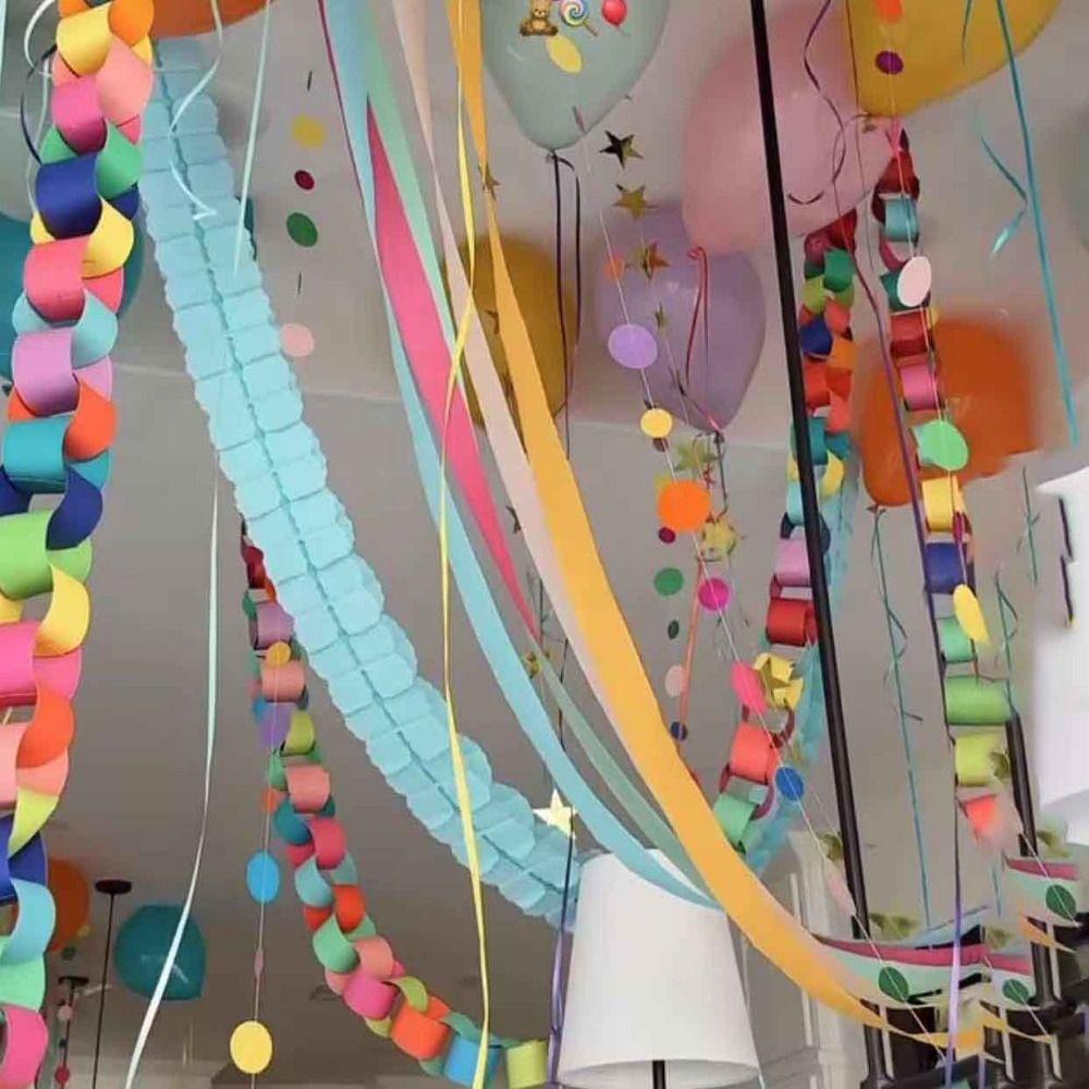 300PCS/Set 25*4cm Paper Chain Garland Strips Mixed Color Party Decorative Chains Party Supplies
