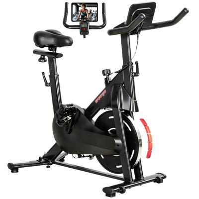Exercise Bike for Home with Adjustable Magnetic Resistance LCD Screen Adjustable Seat and Handlebar Wheels Black