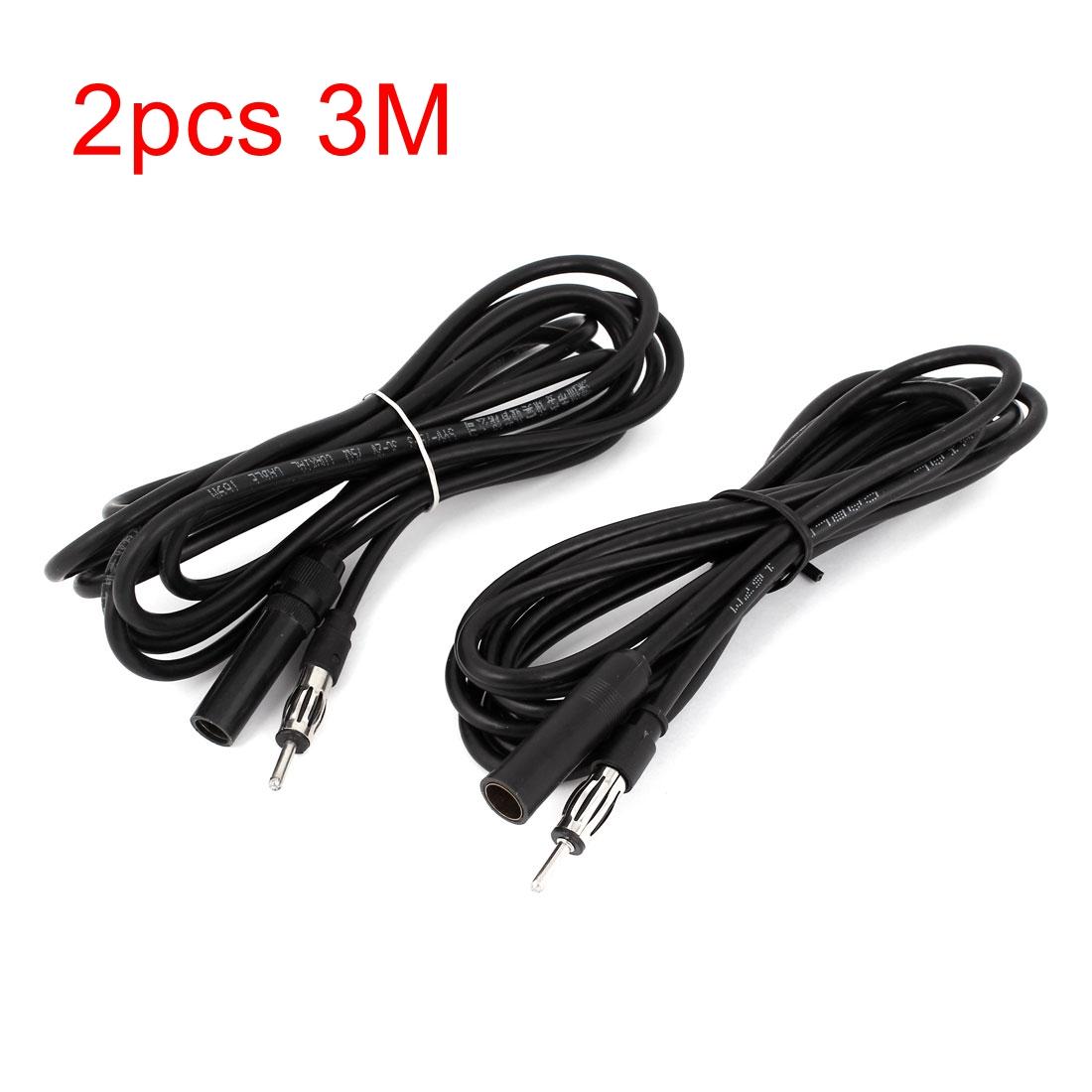 UXCELL Car Black 3 Meters Long Male To Female Radio Antenna Adapter Extension Cable 2pcs 3M