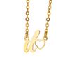 Fashion Initial Pendant Necklace For Women Letter Name Hollow Out Heart Charm Stainless Steel Gold Color Chain Jewelry Gift