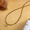 Vintage Tiger Eye Stone Necklace with Gilded Rocking Horse Pendant - 2025 Elegant Design Clavicle Chain.