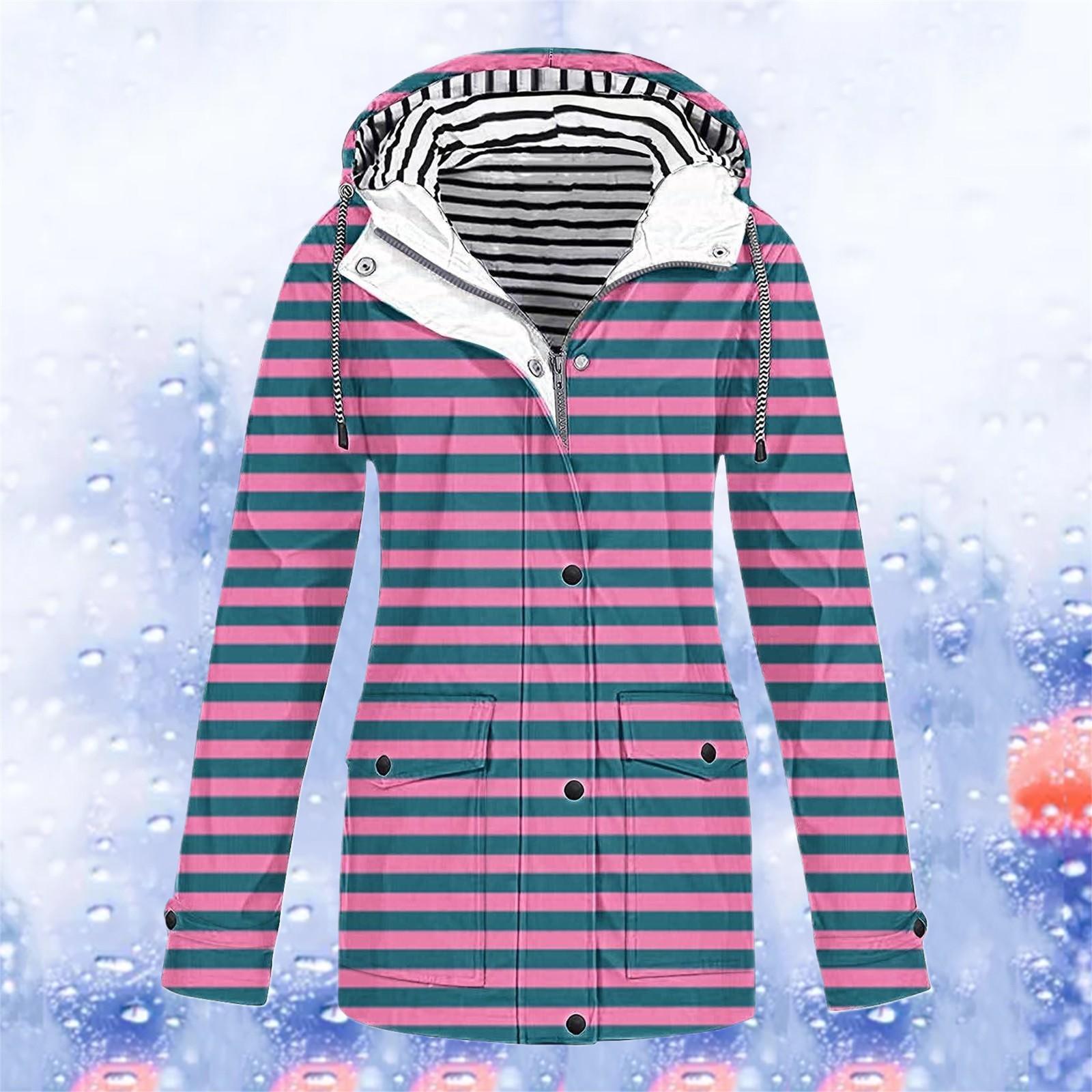 

Женская однотонная полосатая дождевик на открытом воздухе плюс водонепроницаемый плащ с капюшоном ветрозащитный L фиолетовый