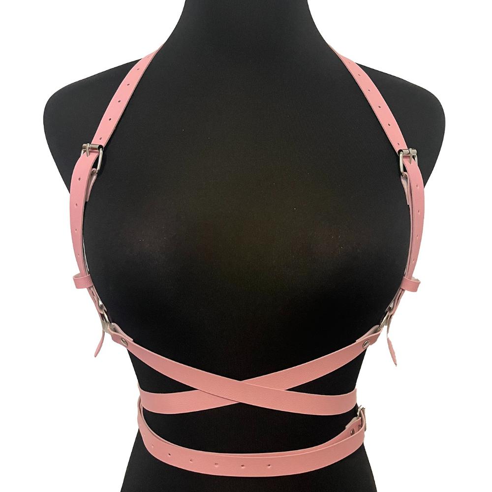 Women'S Pu Leather Harness Belts Exotic Gothic Harness Street Style Adjustable Daily Wear Clothing Accessories