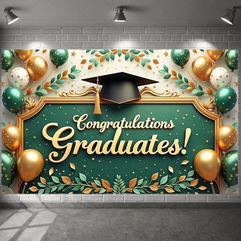 Grad Success Display Shiny Letters Congrats Display Congrats Grad Display Gold Theme Graduation Banner For Graduation Backdrop