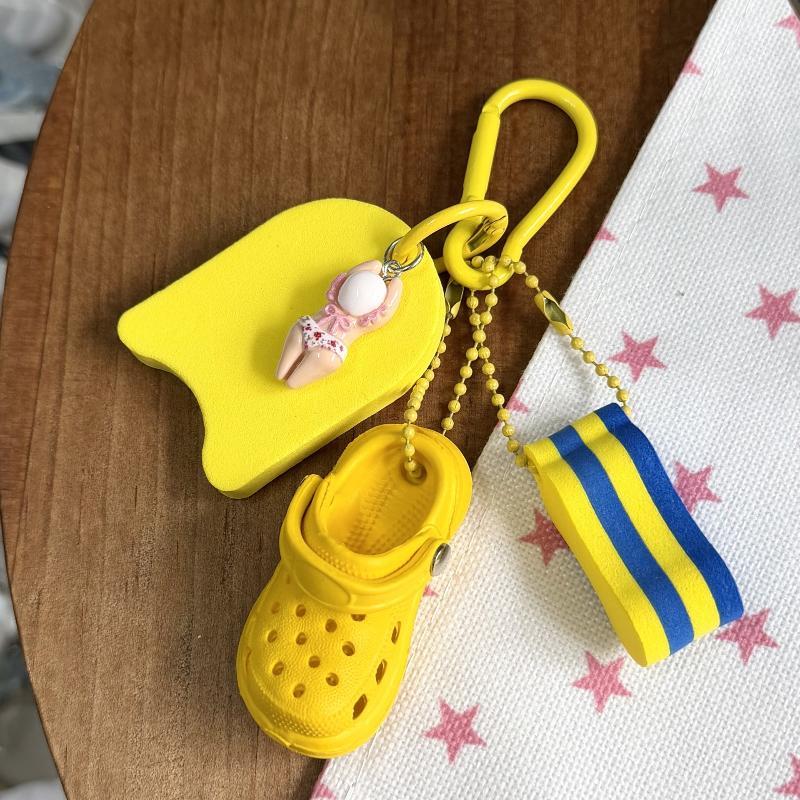 Cute Summer Beach Keychain with Mini Clog Swimmer Pendant Perfect Beach Vacation Souvenir Gift