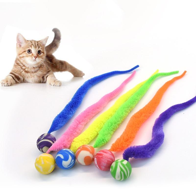 Colorful BouncingBall with Tail for Cat Engaging Cat Teaser BouncyBall Hunting Toy Indoor Toy Ball Cat Exercise Toy