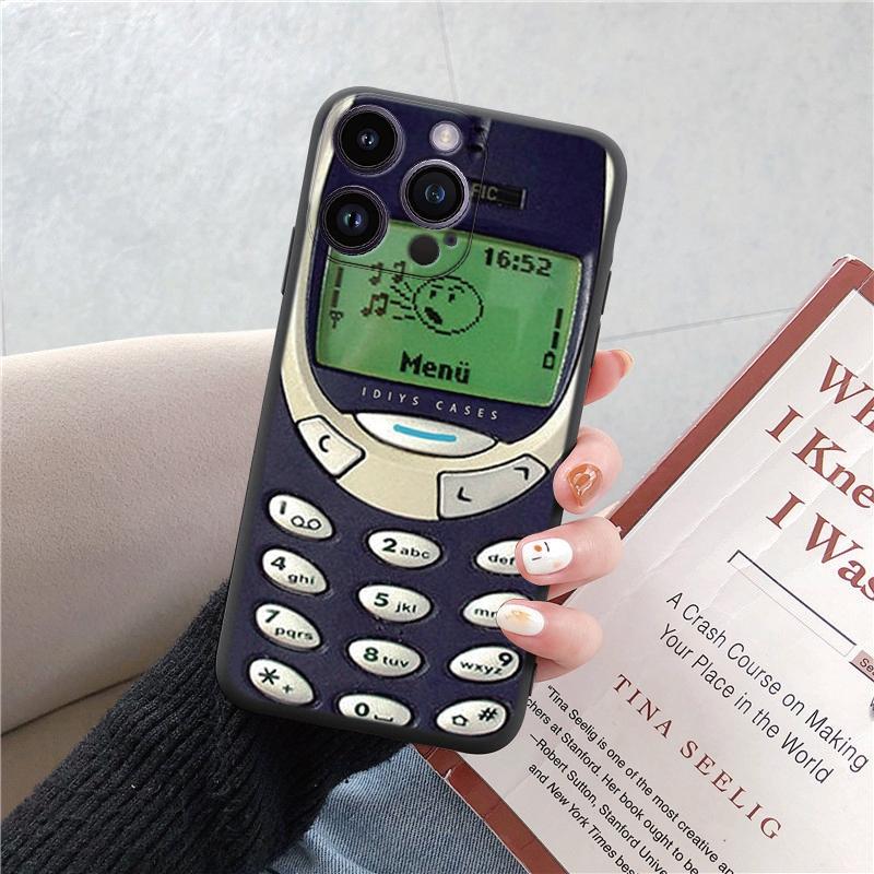 Tālruņa maciņi iPhone 15 Pro 6 14 XS 13 Max XR 12 Mini 7 Plus X SE 8 11 Funny Retro Camera Phone Rakstains mīksts TPU triecienizturīgs bufera apvalks