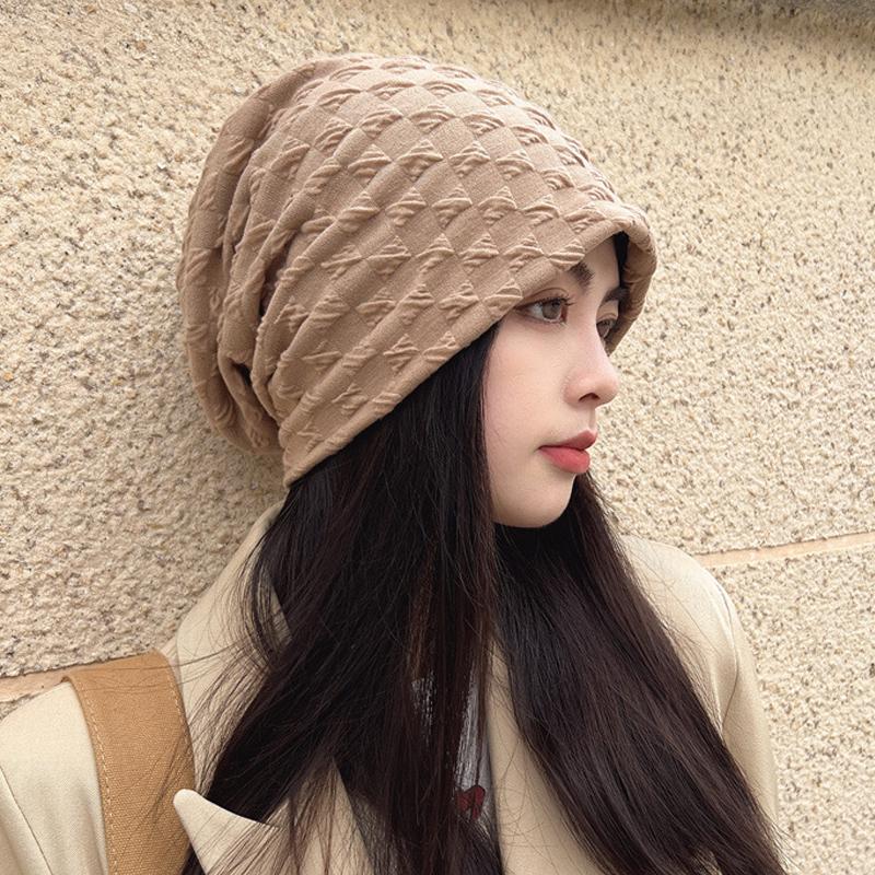 Korean Fashion Beanies for Women Girls Solid Color Cotton Heap Heap Hat Female Breathable Warm Bonnet Outdoor Soft Pullover Cap Windproof Keep Warm