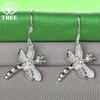 Classic AAA Zircon 925 Sterling Silver Dragonfly Drop Earrings For Women Engagement Wedding Party Design Jewelry Accessories