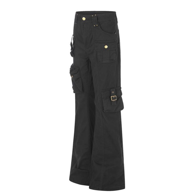 Mens Casual Pants Street Style Solid Color Cargo Trousers With Pocket Detail