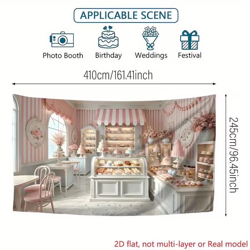 2D Pink Bakery Backdrop Dessert Themed Birthday Photography Background