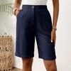 Pantalones Casuales de Pierna Ancha de Cinco Cuartos Americanos de Color para Mujer