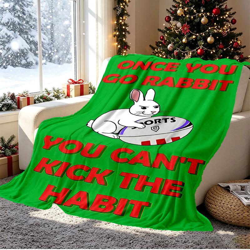 South Sydney Rabbitohs Pattern Blanket for Home Decoration, Bed, Sofa, Car Travel, Camping, Suitable for All Seasons, Birthday Christmas Gift