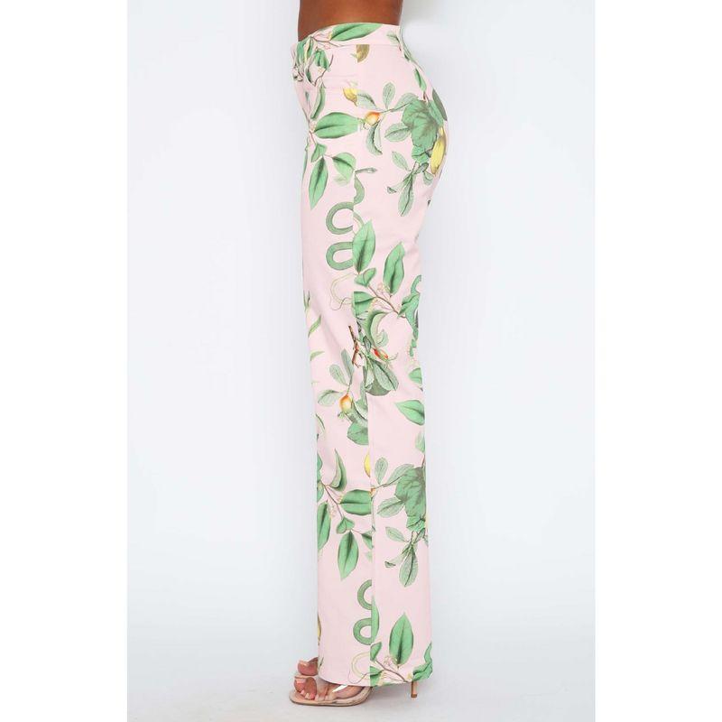 2024 Summer New Arrival Versatile European and American Women's Clothing Fashion Print Elegant Slim Looking Mid-Waist Straight Casual Pants