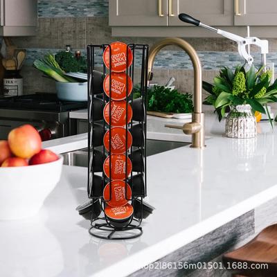 Rotatable Coffee Pod Holder For Capsule Display Capsule Rack Stainless Steel Tower Stand Storage Shelves 24Cups 2021