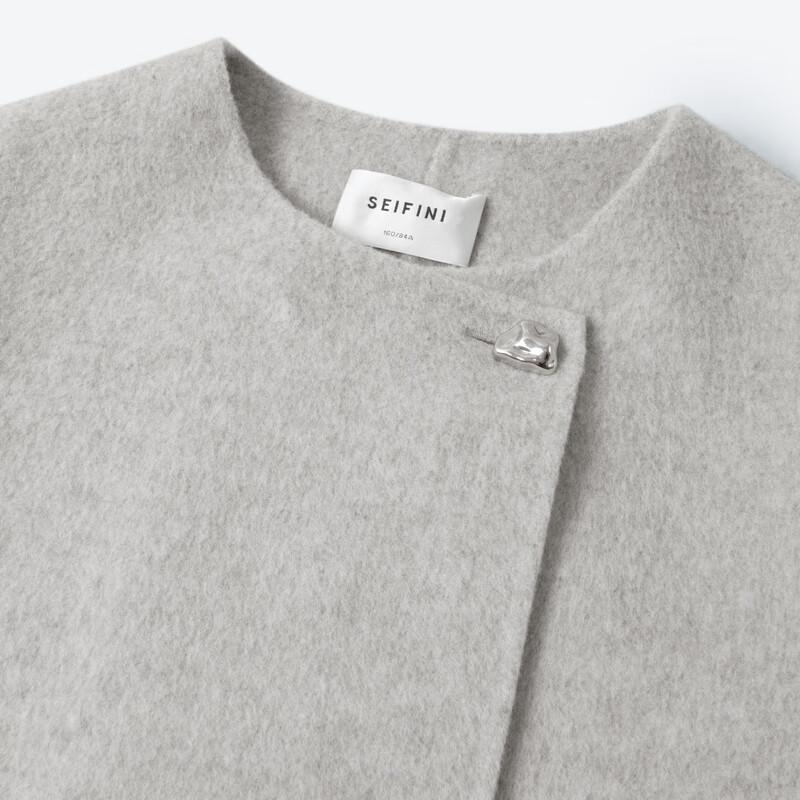 SEIFINI Women's Brushed Wool Scarf Collar Overcoat