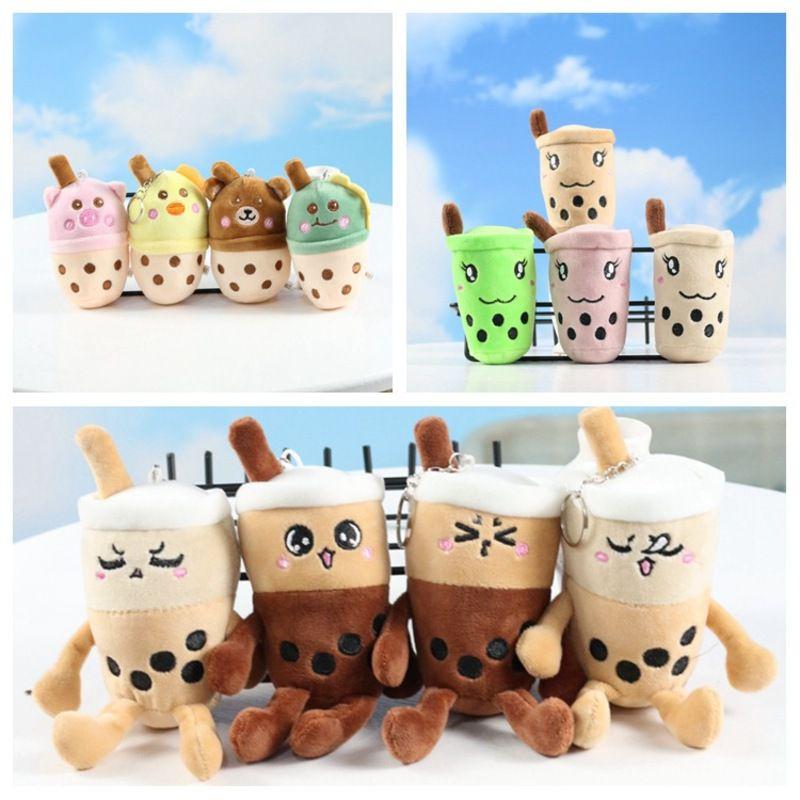 Bubble Tea Plush Toy Pendant Keychain Cute Boba Cup Expression Cartoon Doll Soft Gift