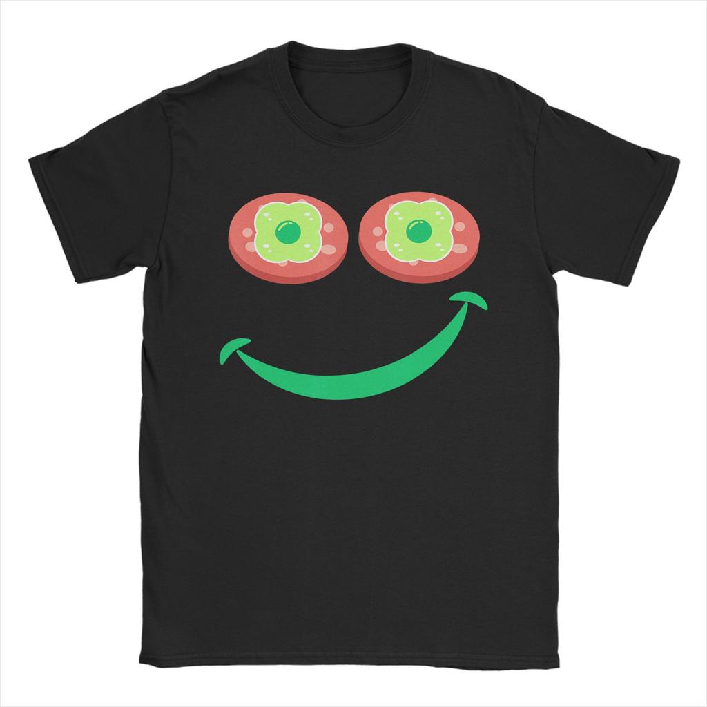 Unisexs Cute Green Chicken Egg Ham Smile Face Brunch Breakfast T Shirts Pure Cotton Clothing Vintage Short Sleeve Crewneck Tees