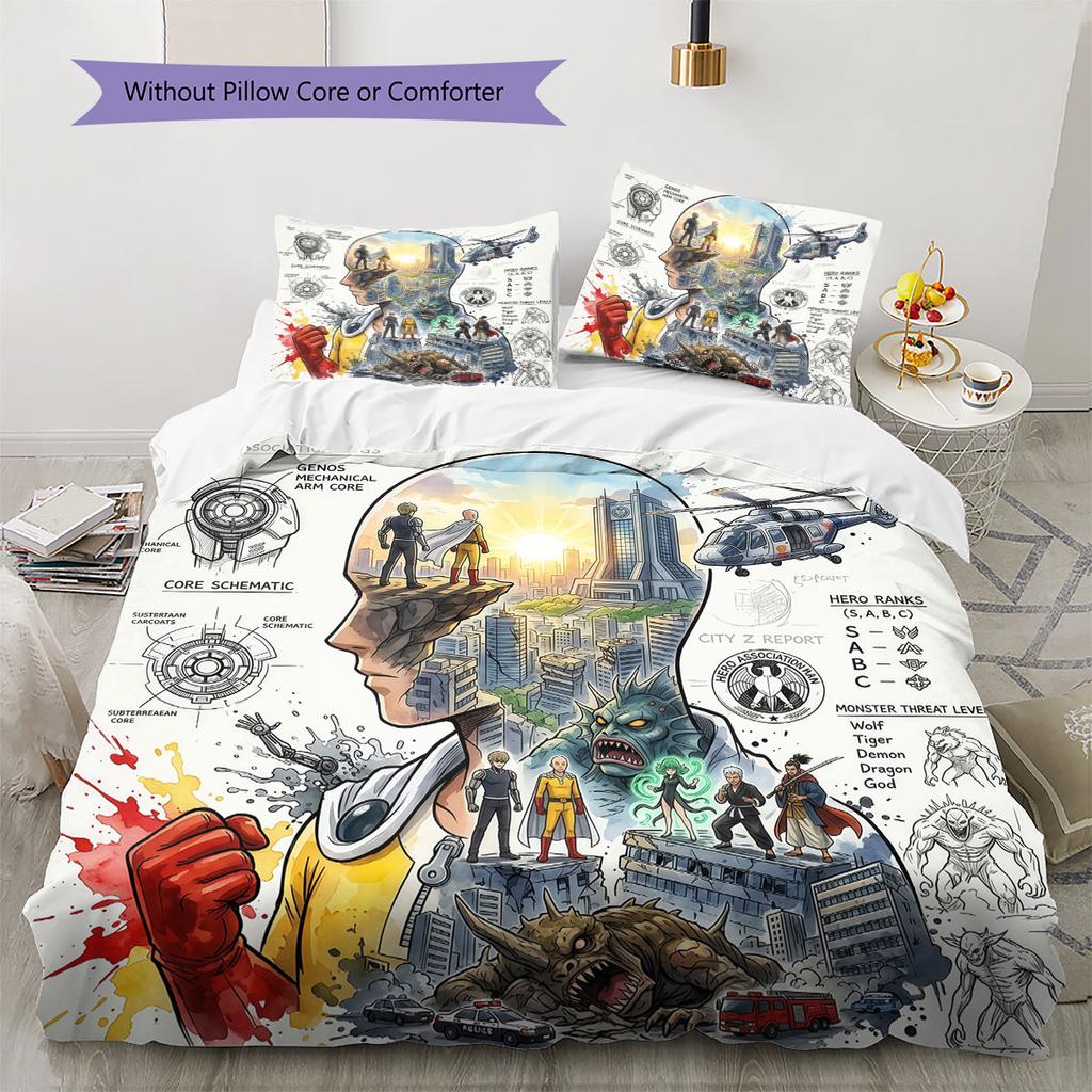 One-Punch Man Soft Duvet Cover Children's Bedding Set,Extra Large Size Christmas Gifts Various Sizes Available -HE105