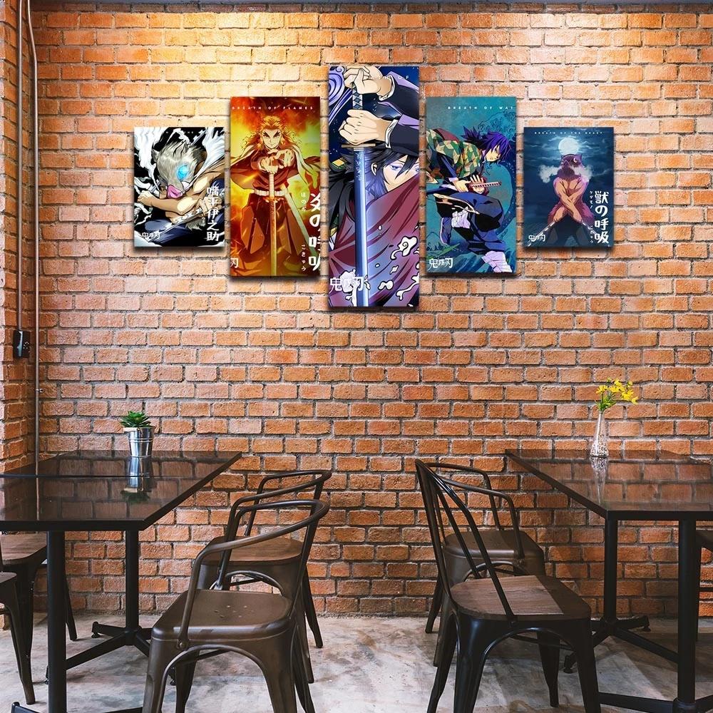 Modular Canvas Paintings Wall Art 5 Pcs Anime Demon Giyu Tomioka Posters Prints Modern Pictures Living Room No Frame Home Decor
