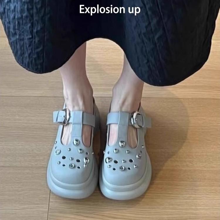 Soft Leather Version~ Thick-soled Heightened Non-slip Soft-soled Cool Slippers Women's 2025 Summer New Outer Wear Beach Shoes Hole Shoes