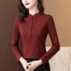 New Chinese Style Stand-up Collar Button Bottoming Shirt for Women In Winter Tops New Style Mother Plus Velvet Warm Shirt